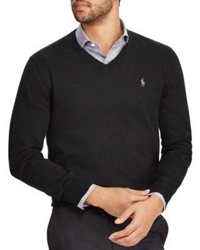 Shop Polo Ralph Lauren V-neck Cotton Sweater In Polo Black