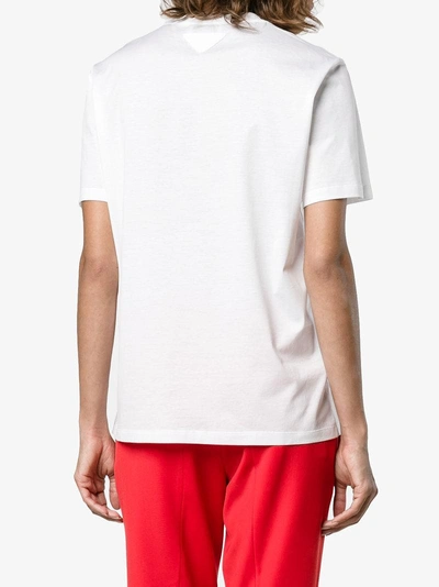 Shop Prada Pin-up Print Beaded T-shirt In White