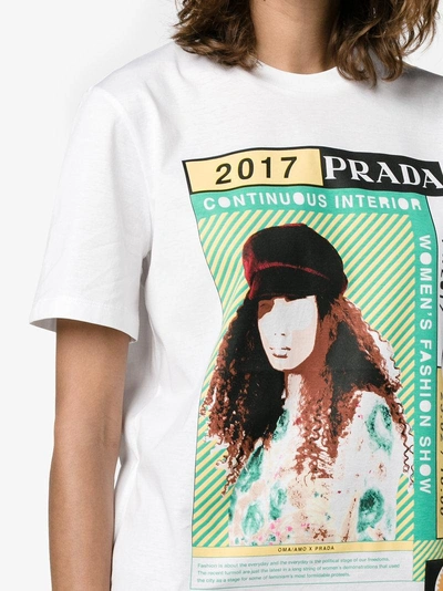 Shop Prada Poster Girl Print T-shirt In White