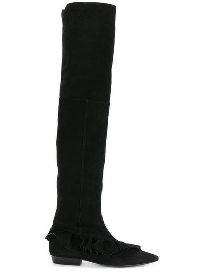 Shop Jw Anderson High Ruffled Boots - Black