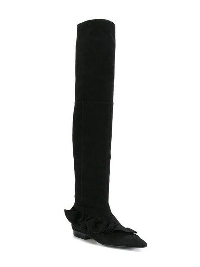 Shop Jw Anderson High Ruffled Boots - Black