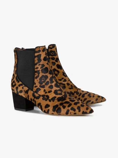 Shop Tabitha Simmons Leopard Shadow Pony Leather Ankle Boots In Brown