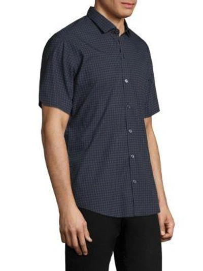 Shop Zachary Prell Tennant Dotted Cotton Button-down Shirt In Navy