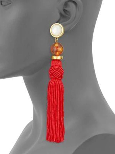 Shop Lizzie Fortunato Jambo Tassel Earrings In Red