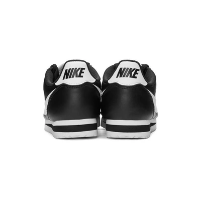 Shop Nike Black And White Leather Classic Cortez Sneakers In 010 Black/white-whit
