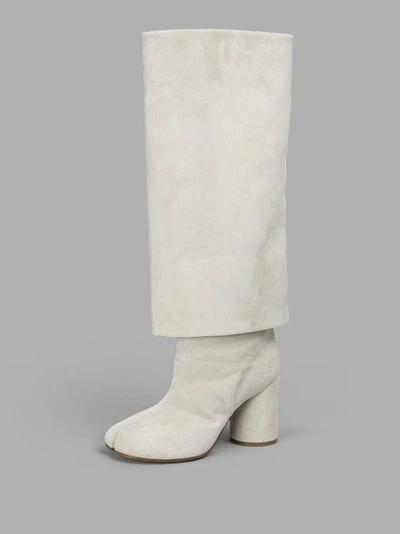 Shop Maison Margiela Women's White Baby Calf Suede Boots