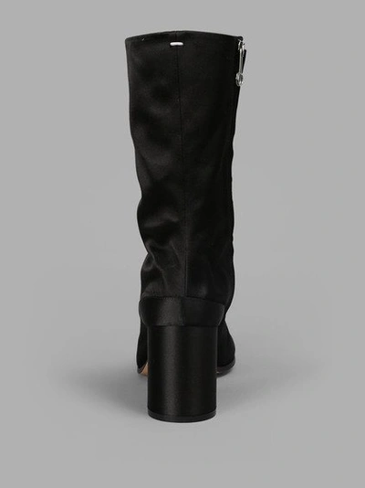 Shop Maison Margiela Women's Black Satin Tabi Toe Boots
