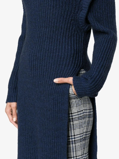 Shop Jw Anderson Oversized Slit Side Knitted Jumper In Blue