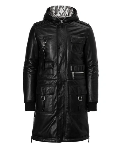 Shop Philipp Plein Leather Parka "honor"