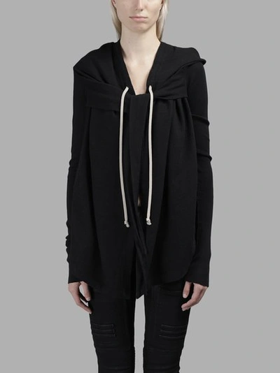 Rick Owens Drkshdw Rick Owens Drk Shdw Women's Black Hooded Wrap Sweater