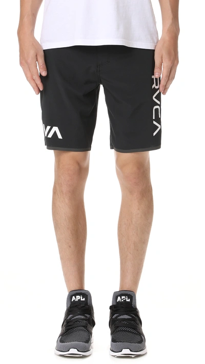 Rvca Staff Iii Dual Layer Shorts In Black