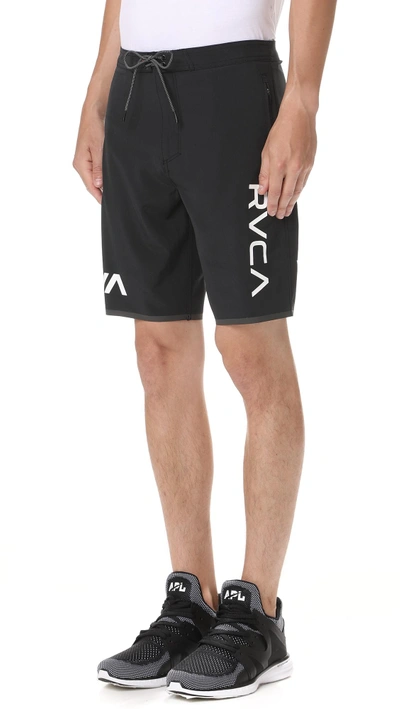 Shop Rvca Staff Iii Dual Layer Shorts In Black