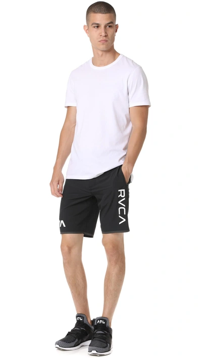 Shop Rvca Staff Iii Dual Layer Shorts In Black