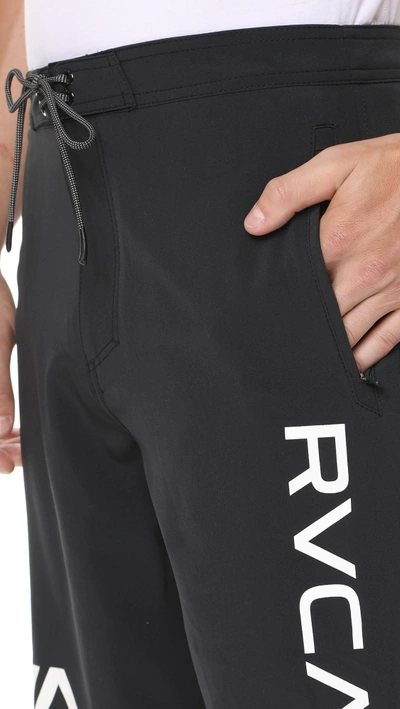 Shop Rvca Staff Iii Dual Layer Shorts In Black