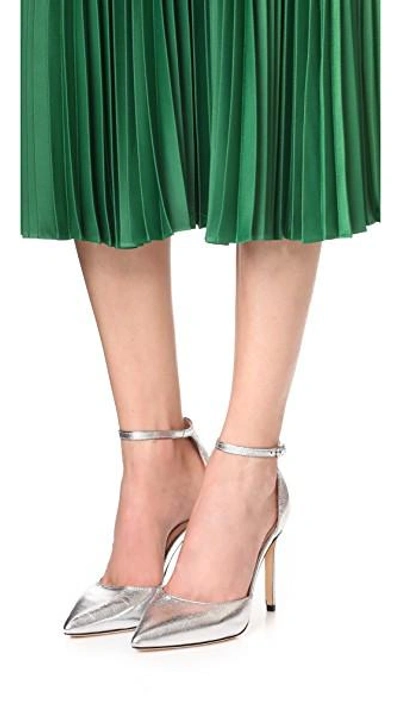 Shop Rachel Zoe Hayworth Ankle Strap Pumps In Silver