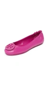 Tory Burch Minnie Travel Logo Ballerina Flat In Imperial Garnet