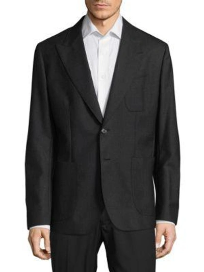Shop Dolce & Gabbana Regular Fit Peak Lapel Virgin Wool Sportcoat In Black