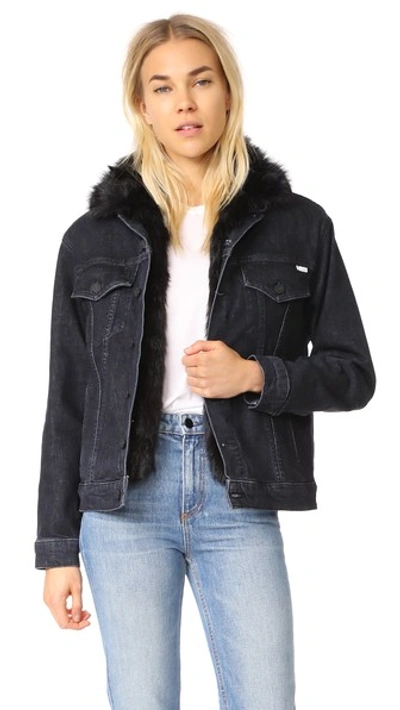 Shop Mother The Furry Drifter Jacket In Black Cat Fever