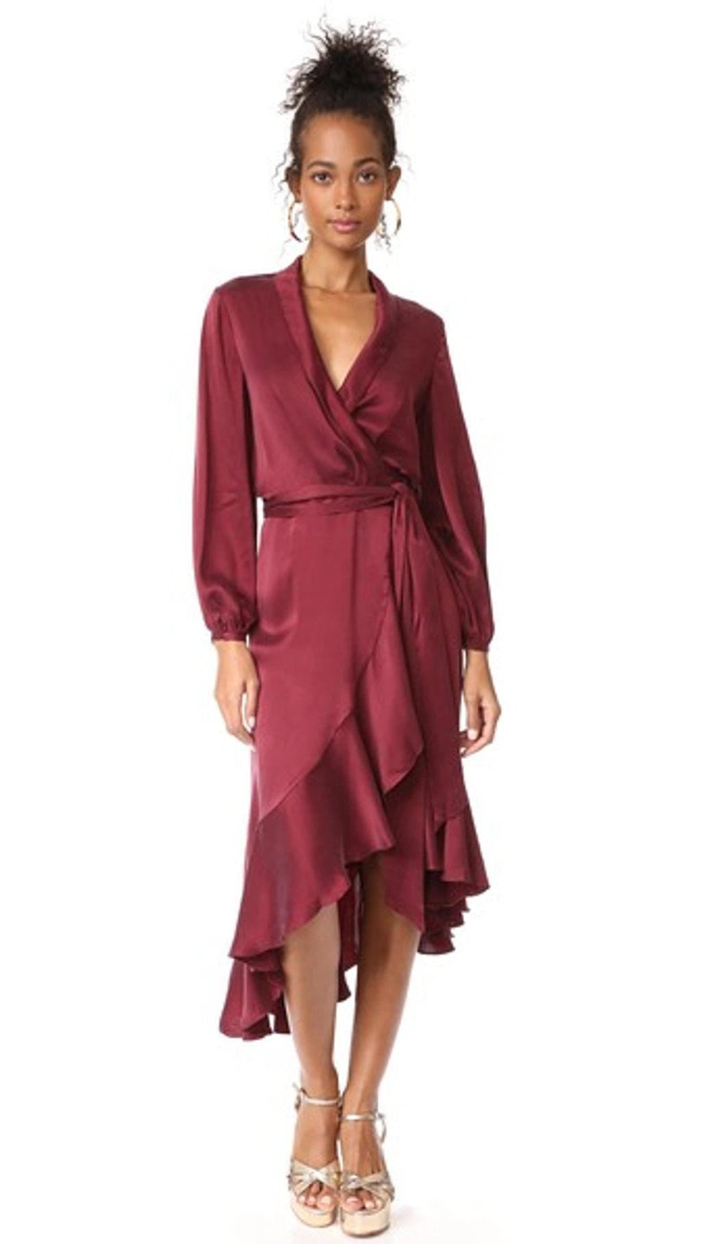 Zimmermann Wrap Flounce Dress In Burgundy | ModeSens