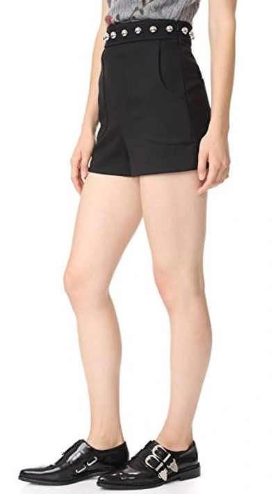 Shop Red Valentino Studded Shorts In Black
