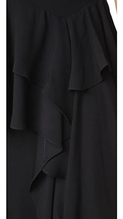 Shop Halston Heritage V Neck Flounce Gown In Black