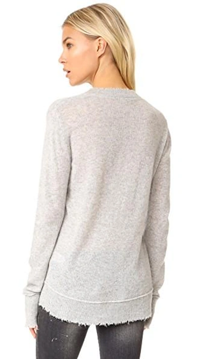 Shop R13 Distressed Edge V Neck Sweater In Heather Grey