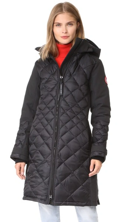 Canada Goose Diamond-quilted Hooded Cabot Parka Jacket In Black | ModeSens