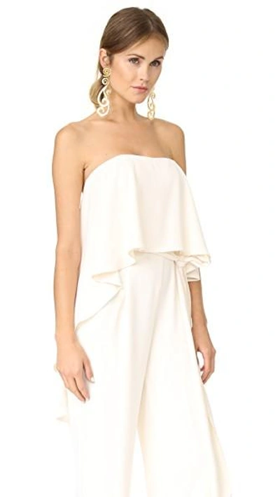 Shop Halston Heritage Strapless Jumpsuit In Cream