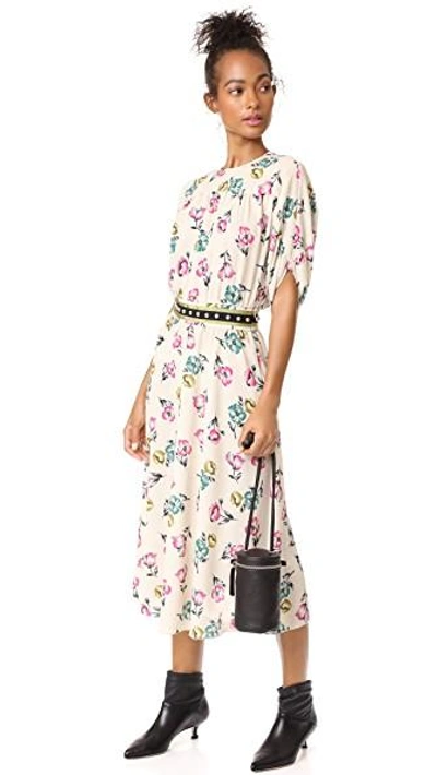 Shop Red Valentino Moroccan Dress With Studded Belt In Ivory