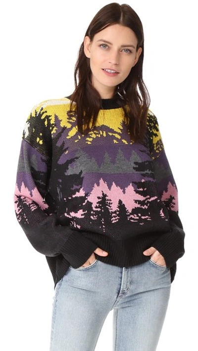 Shop Msgm Forest Sweater In Yellow Multi