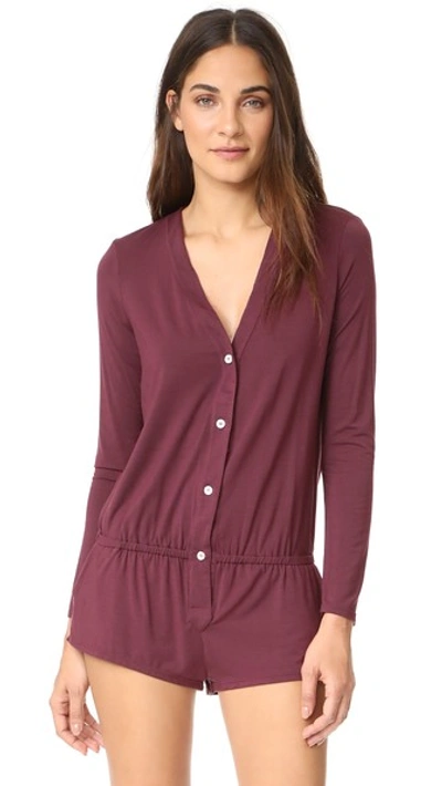 Eberjey Lila Long Sleeve Teddy In Vineyard Wine