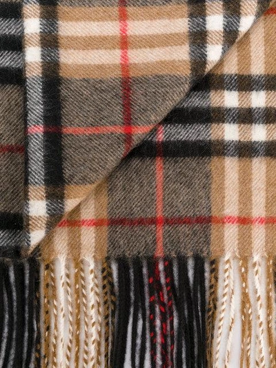 Shop Burberry Cashmere Check Scarf In Brown