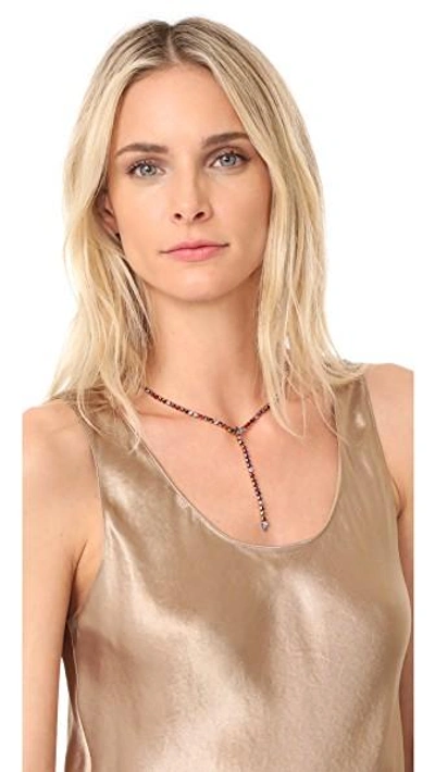 Shop Rebecca Minkoff Clara Fringe Y Necklace In Gold/bright Multi
