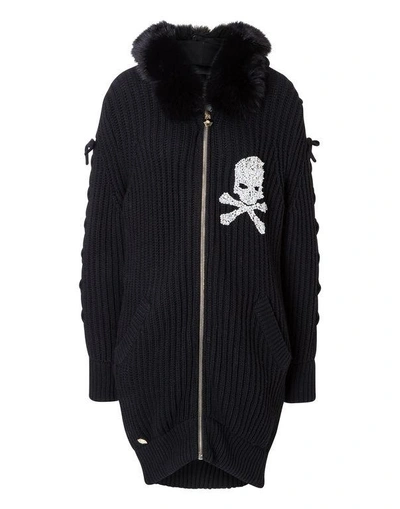 Shop Philipp Plein Knit Jacket "kiss Snow" In Black