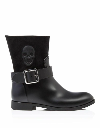 Shop Philipp Plein Gummy Flat Low Boots "edelweiss"