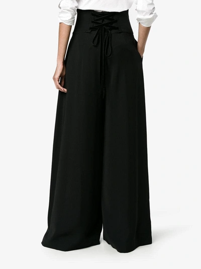 Shop Adeam Corseted Wide-leg Trousers In Black