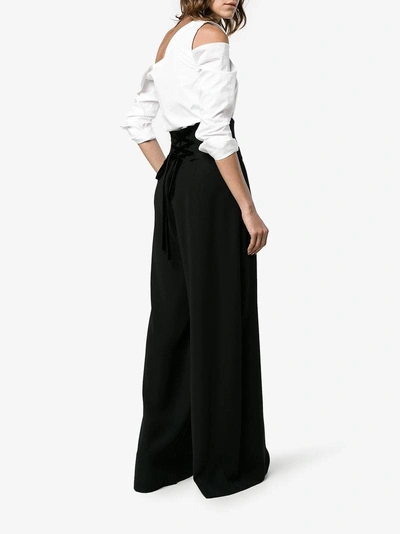 Shop Adeam Corseted Wide-leg Trousers In Black