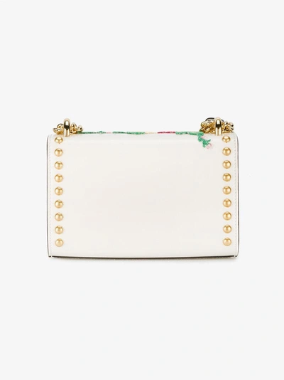 Shop Gucci White Embroidered Padlock Small Shoulder Bag
