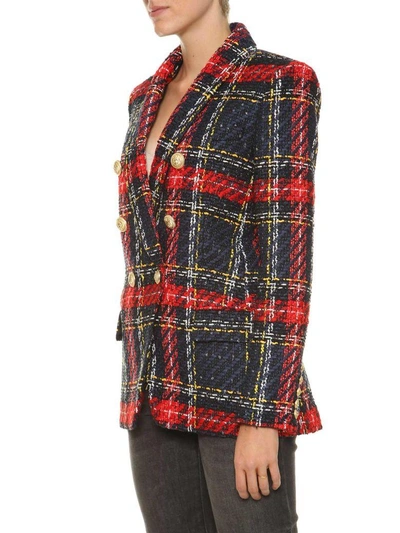 Shop Balmain Tweed Blazer In Multicolor