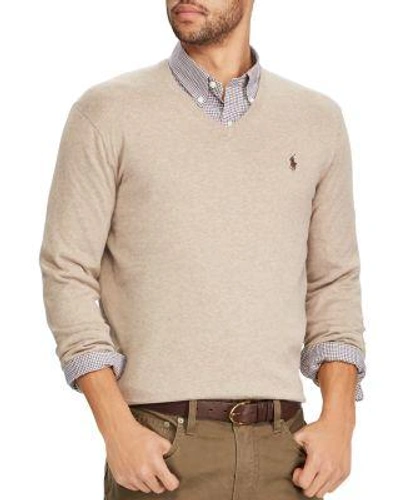 Polo Ralph Lauren V-neck Cotton Sweater In Sand