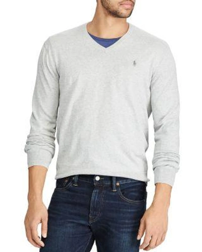 Shop Polo Ralph Lauren V-neck Cotton Sweater In Andover Heather