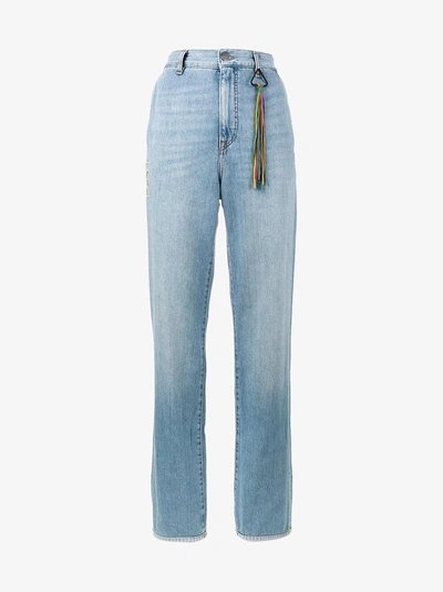 Shop Mira Mikati Turn-up Wide-leg Denim Jeans In Blue