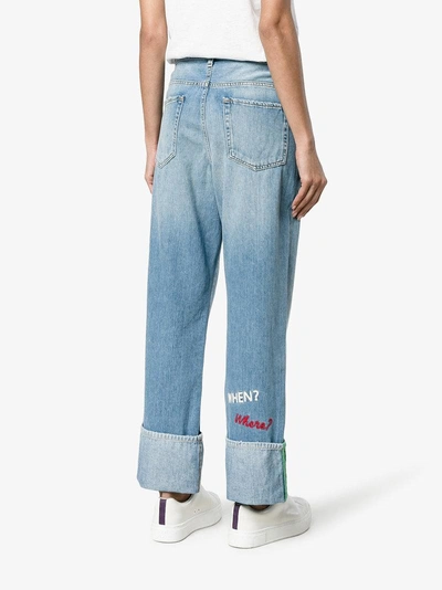 Shop Mira Mikati Turn-up Wide-leg Denim Jeans In Blue