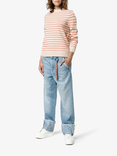Shop Mira Mikati Turn-up Wide-leg Denim Jeans In Blue