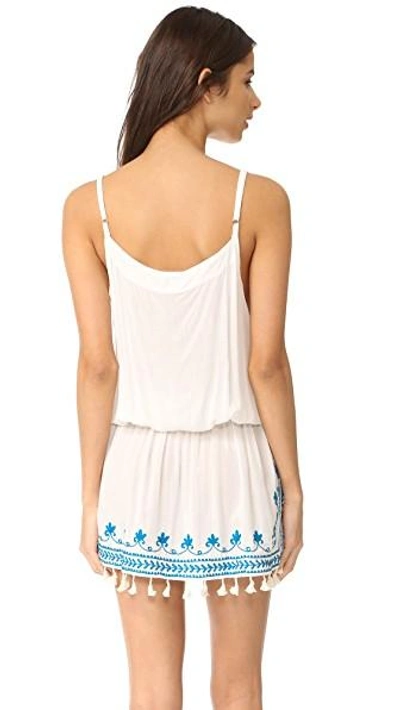 Shop Tiare Hawaii Suntide Mini Dress In White/turquoise
