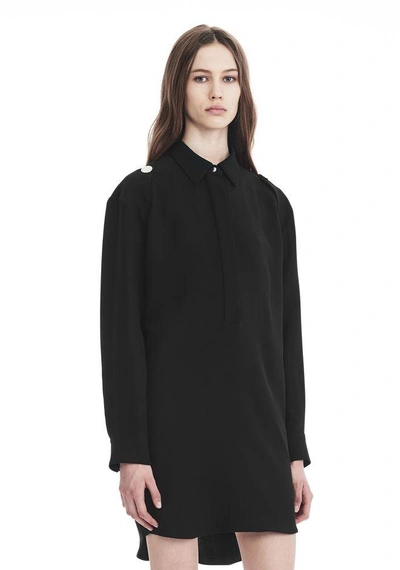 Shop Alexander Wang Shirt Dress With Off-shoulder Button Detail In Black