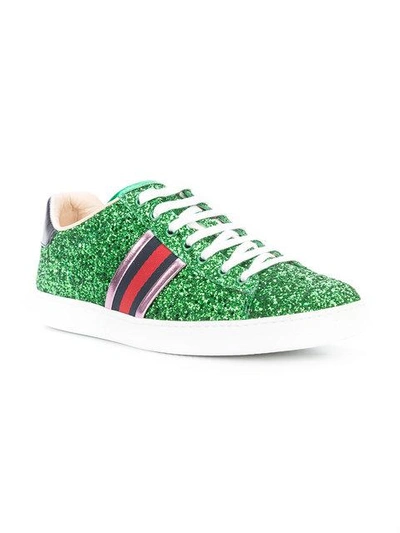 Shop Gucci Lace-up Sneakers With Web