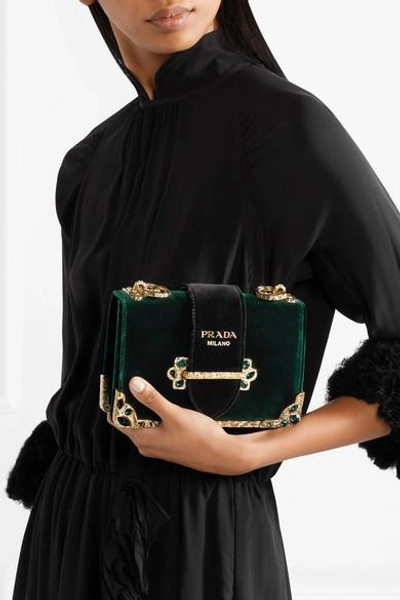 Shop Prada Cahier Box Velvet Shoulder Bag
