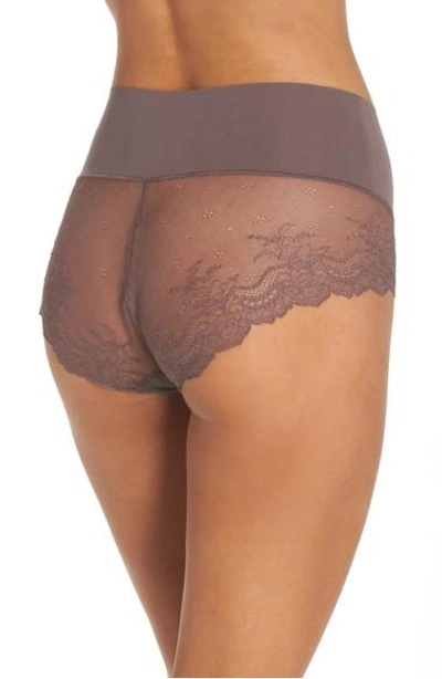 Shop Spanx Undie-tectable Lace Hipster Panties In Umber Ash