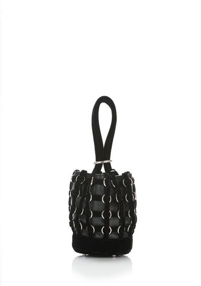 Shop Alexander Wang Caged Roxy Mini Bucket In Black With Rhodium